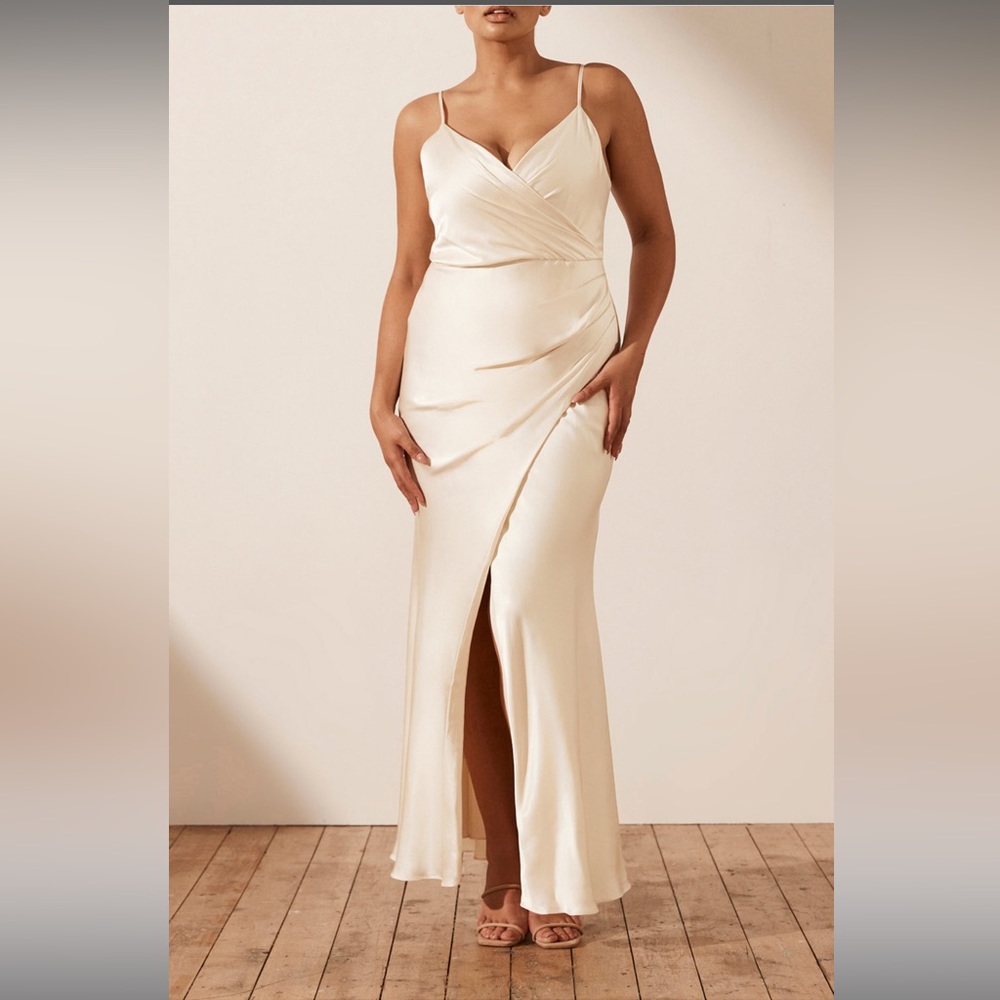 LA LUNE CROSS DRAPED MAXI DRESS - CREAM